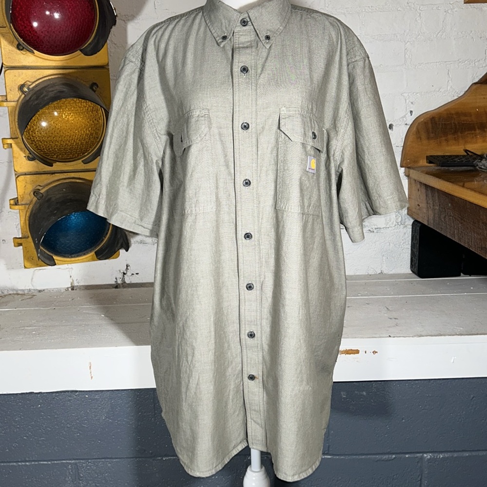 Carhartt XLT Loose Fit Chambray sage green Short Sleeve Shirt